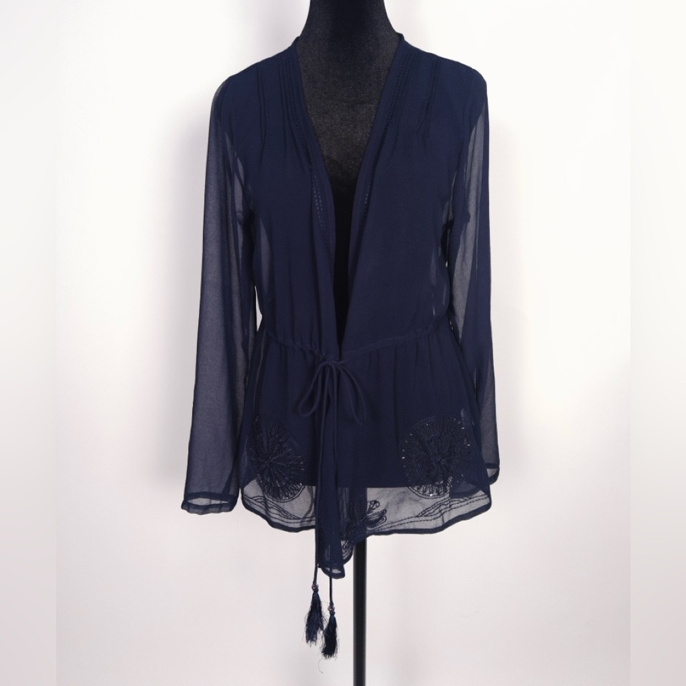 NWT Allison New York Sheer Beaded Cardigan Size M